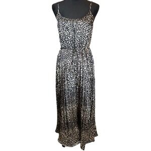 Bishop + Young Mara Dress Women M Midnight Animal Leopard Print Pleated Maxi